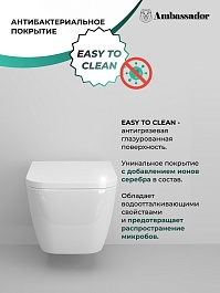 Ambassador Унитаз Forsa подвесной белый с сиденьем микролифт – фотография-8